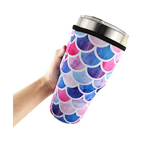 Bottle Sleeve Mermaid Water Neoprene Insulated Sleeve Bottle Cover Pouch for 30oz Tumbler Cup Cover