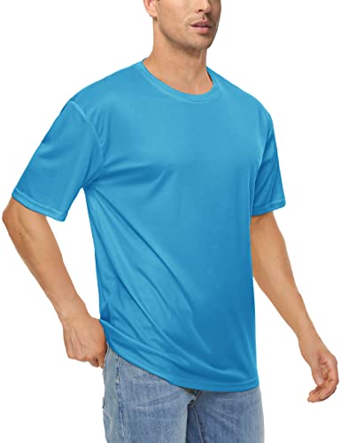 Faskunoie Men's Swimming Shirts Short Sleeve Upf 50+ Uv Sun Protection Quick Dry Lightweight Outdoor Water Sports Shirt Blue Green #TOP1