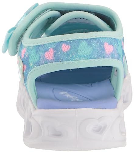 Skechers Kids Girls Lights Sandals-Heart Sneaker, Aqua/Multi, 6 Toddler