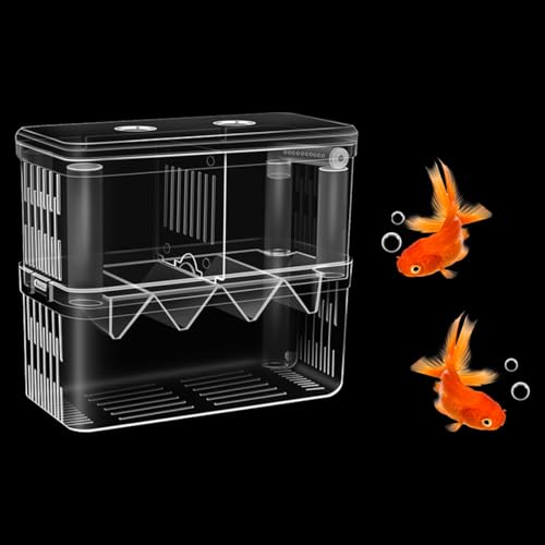 Chambre Double Aquarium Plastiqu, Pondoir Aquarium Guppy Rouge, Grand Pondoir Aquariums Acrylique Transparent Plus Pratique pour Observer Les Poissons...