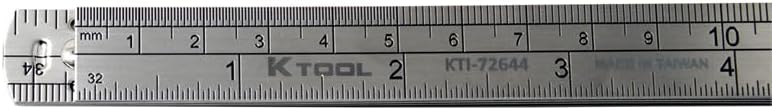 K Tool International 72644 3' Folding Steel Ruler for Garages for Repair Shops and DIY, Stainless Steel, Etched SAE and Metric Measurements, 6" Folding Joints, 15mm W x .06mm