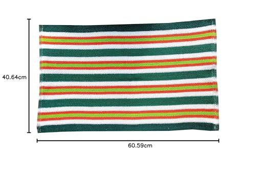 Image of Space Fly Knitted Striped Big Size Pure Cotton Hand Towels Soft and High Absrobent Uses in Wash Basin and Bathroom (Set of 5) (Size:16 X 24 inch Multi Color)