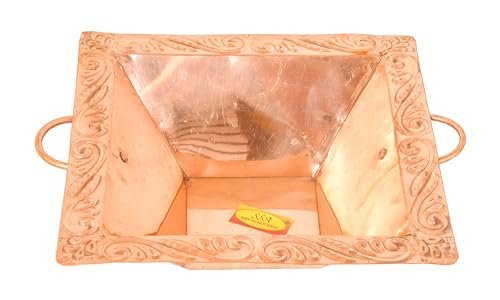Image of Shiv Shakti Arts Pure Copper Hawan Kund Agnihotra Set with Both Side Handle and Stand (4 Pc Set, 23 x 23 cm)