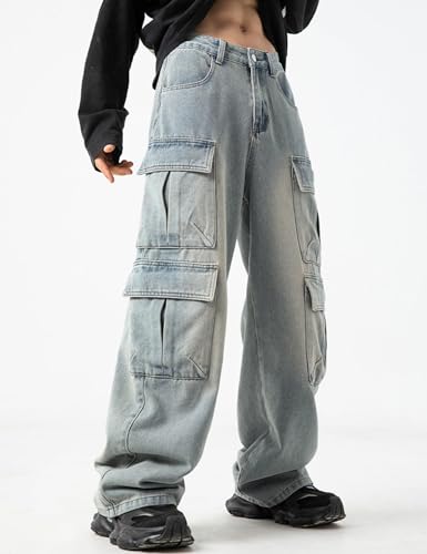 Baggy Cargo Jeans Men Denim Hip Hop Pants Y2k Casual Loose Jean Skater Pants Streetwear with Cargo Pockets3