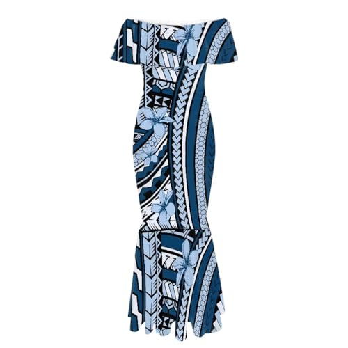 Image of Polynesian Dresses for Women Off Shoulder Maxi Dress Puletasi Samoan Dresses S-7XL