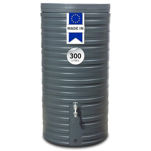GARANTIA Nordic Recuperateur d Eau de Pluie 300L Graphit – Cuve de récupération Robuste et Design avec Couvercle – Réservoir Durable pour Jardin,...