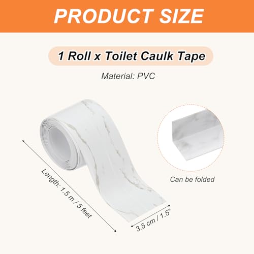 Image of PATIKIL Caulk Tape Waterproof Self Adhesive, PVC Toilet Caulking Sealant Strip Bathtub Caulk Sealing Strip Tape for Bathroom Kitchen Countertop, Marble Pattern (1.5 Inch x 5 Ft)