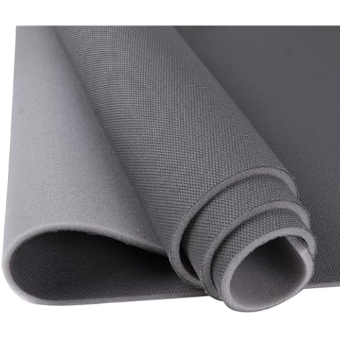 Car Elements Flat Knit Headliner Fabric with 1/9" Foam Backing 60"×100" Mesh Type Car Roof Upholstery Fabric with Thickened Foam for Auto Boat Home Replacement Repair 60" Wide, Dark Gray Cover