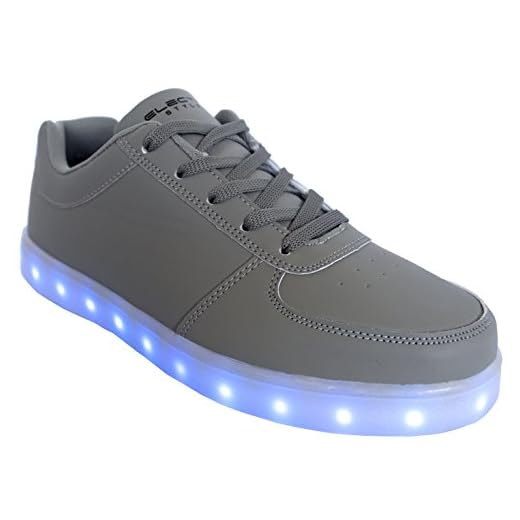 Electric Styles LED Shoes Light up Glow Sneakers (Gray, (10 Men) (12 Women))