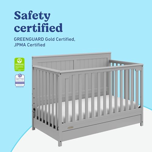 Graco Hadley 5-in-1 Convertible Crib with Drawer, Pebble Gray - image 5