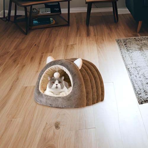 Panier pour chat d'intérieur niche chaleureuse au coin du feu Gray S - 7