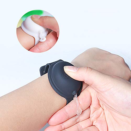 Fewear Hand Sanitazer Dispensing Portable Bracelet Wristband Hand Dispenser Silicone Refillable Wristband (Black)