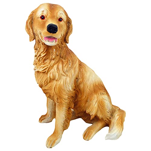 CLLX Estatua de Golden Retriever Realista Figuritas de Resina, Adornos para Jardín, Terraza, Césped,Sitting Dog Cover