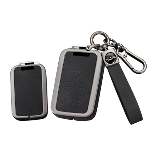 Coque de clé Volvo V60 XC60 S80 : étui cuir 5 boutons avec porte-clés
