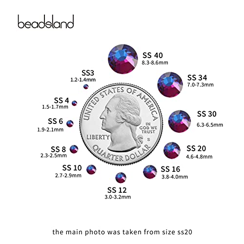 Image of Beadsland 2880pcs Flat Back Crystal Rhinestones Round Gems for Nail Art and Craft Glue Fix,Blue Volcano,SS8,2.3-2.5mm | Flatback Glass Gems, 2.3-2.5mm, for Nail Art Craft, Glue Fix