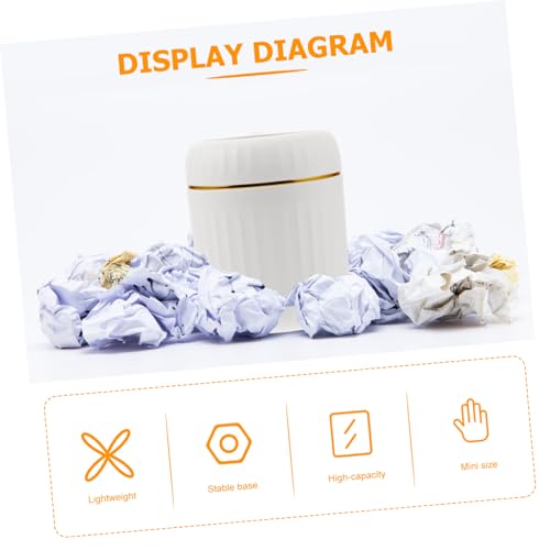 Mini caneca de basura rectangular blanca con tapa miniatura 3