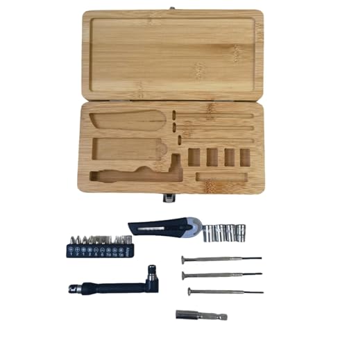 Kit de herramientas Maizoon 20 piezas en caja de bambú miniatura 3