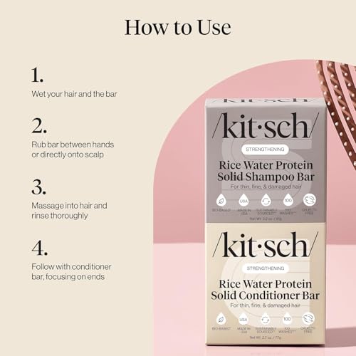 Kitsch Rice Water Solid Shampoo and Conditioner Set for Hair Growth – 2 pcs - image 9