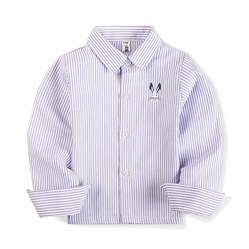 Image of OCHENTA Boys' Long Sleeve Button Down Cute Rabbit Casual Dress Easter Shirt
