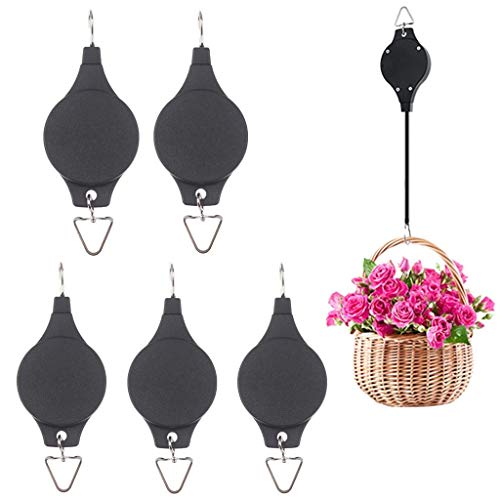 CoscosX Hängender Pflanzenständer Blumentopf Rack Hängende Regal Indoor Pflanzgefäß Display Halter Holz Aufbewahrungsbrett Baumwolle Seil mit Holzplatte Schwarz 5 Cover