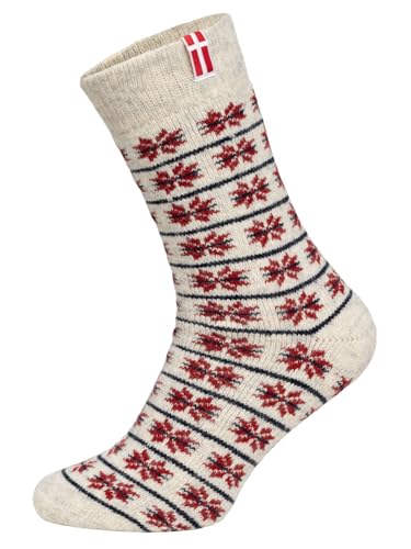 HomeOfSocks Flaggensocken Dänemark - Damen Und Herren Kuschelsocken Aus Wolle - Dicke Socken Mit 80% Wollanteil Und Dänischer Flagge | Rot Gr. 39-42