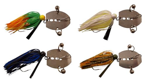 Twin-Turner® Chatterbait - Juego de 4 señuelos para hacer cebo desde 2004, señuelos artificiales, señuelos de spinner, señuelos, señuelos de pesca para trucha, etc. (4 veces – Superficie en blanco