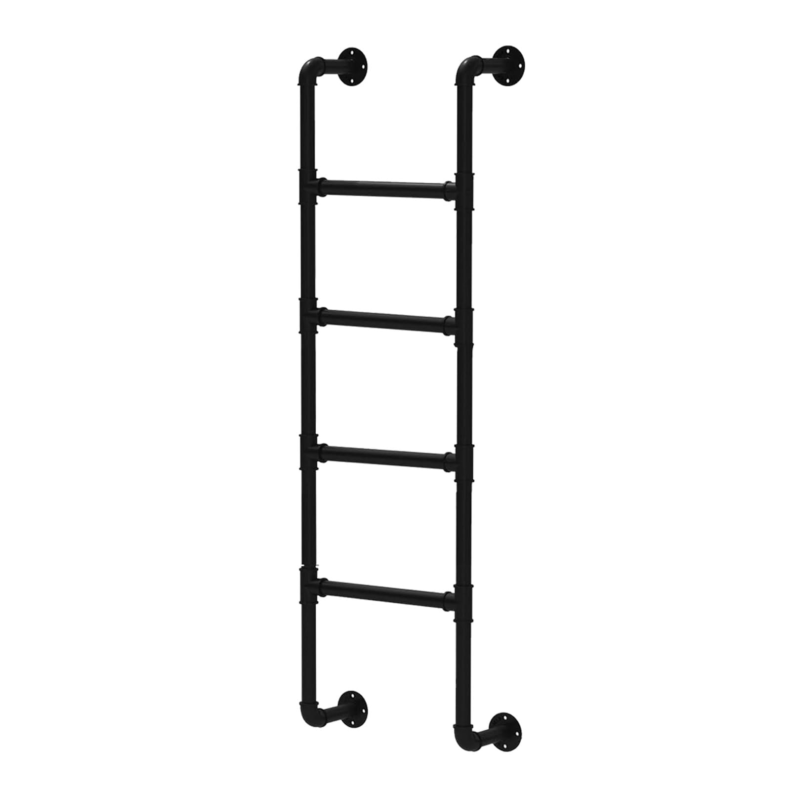 GJMSSMY 3.3-9.8Ft Basement Window Well Egress Ladder, Black Iron Wall Mounted Climbing Ladder for Attic, Bunk Bed, RV, Entrance Egress Ladder Fire Escape Ladder, Metal Step Ladder(155cm/61in)