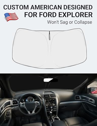 Image of Proadsy 2026 Upgrade Front Windshield Sun Shade Foldable Sunshade Protector Custom Sun Visor Fit 2016-2019 Ford Explorer SUV ST XLT Limited Platinum Accessories
