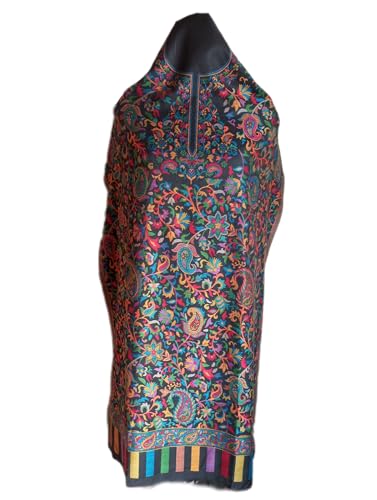 Image of Womens designer woolen suit for women with salwar and kashmiri shawl winter wear kani unstitched fabric set, stylish kurta pant set woollen dress material for women by pure pashmina wooltex