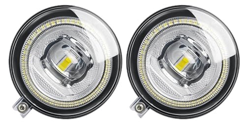 Faros Antiniebla Para Dodge Para Nitro 2010 2011 Delantero Coche Lámpara Circulación Diurna Antiniebla LED Alto Brillo Montaje Luz Antiniebla Angel Eye DRL Faro Antiniebla Delantero(Yellow and Yellow)