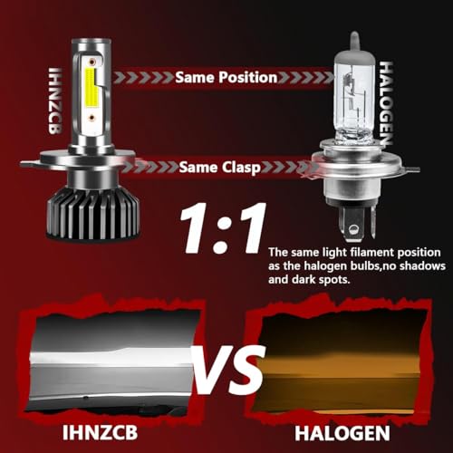 Ihnzcb H6054 HEADLIGHT HOUSING+H4/9003 BULBS 7X6 Inch H6054 Glass Square Headlight Housing + H4/9003 High Low Beam Bulbs For Cars,Truck And Van,Halogen Sealed High Low Dual Beam,Oem Style Original Classic Look Conversion Assembly Pair Kit thumb #8