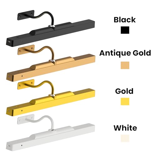 3Pack Picture Light Battery Operated, 16in Picture Light for Wall, 5000mAh Cordless Wall Lights with Controller,Art Light with Dimmable Cordless for Wall Painting,Frame, Portrait, Dartboard- Black