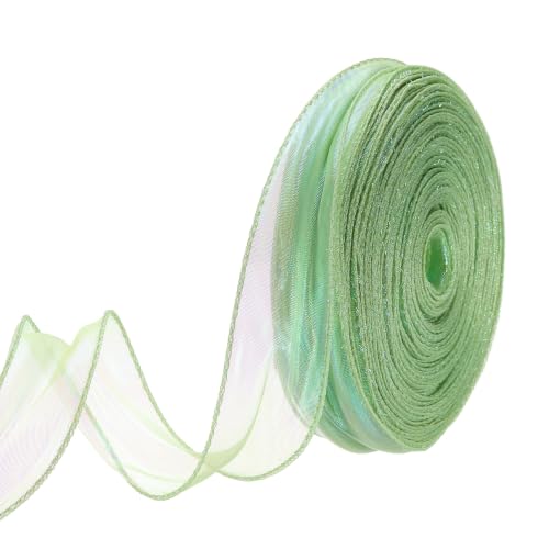 MECCANIXITY Ruban organza transparent vert clair 1-1/2 po 50 verges