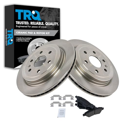 Image of TRQ Rear Brake Pad and Rotor Set Ceramic Vented Rotors