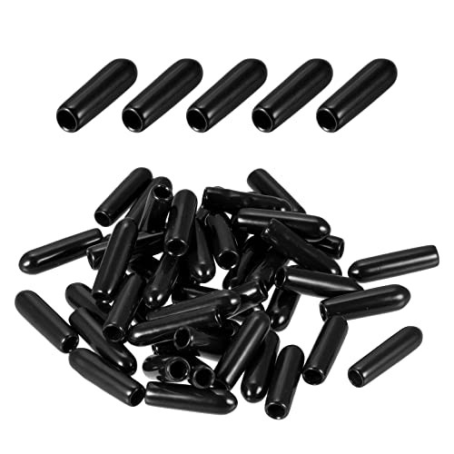DMiotech 50 Pack 1/8" ID Black Screw Thread Protectors Rubber End Caps Bolt Covers for Screw Bolt Furniture Pipe