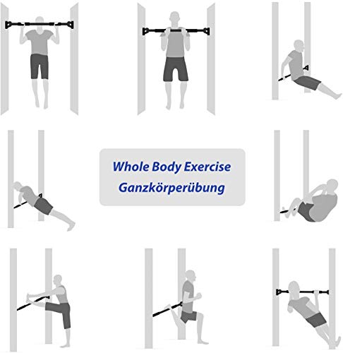 Feierdun Pull Up Bar For Doorway, Chin Up Bar Upper Body Workout For Strength Training, No Screws&Safe Locking Mechanism For Home Gym Exercise Fitness With Adjustable Width Max Load 440 Lbs (Blue, L28.3~36.2") #TOP6