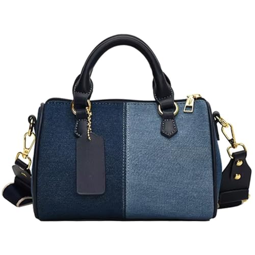 Women Handle Handbags Denim Shoulder Cross Body Bags Patchwork Mini Handbags Ladies Small Boston Purses Bag