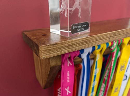 Hamdmade Medal Hanger Display Rack With Shelf Double Row Trophy Rack Christmas Gift Idea For Runners