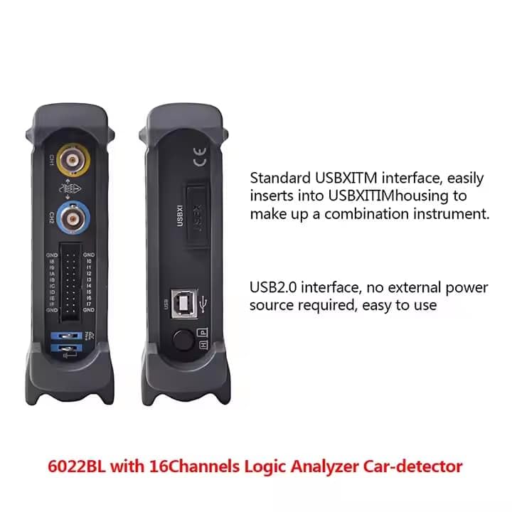 Hantek 6022BL przenośny oscyloskop cyfrowy USB 2-Ch 20MHz 48MSa/s + 16-Ch analizator logiczny