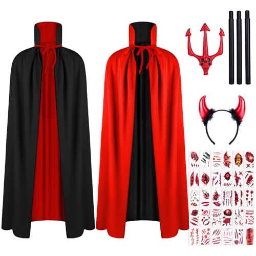 AOOWU Cape Double Face Vampire Adulte - Noir/Rouge Bordeaux 150cm - Cape Médieval en Tissu Anti-Froissure avec Design Théâtral - Déguisement Halloween, Fêtes Médévales et Cosplay pour Hommes et Femmes