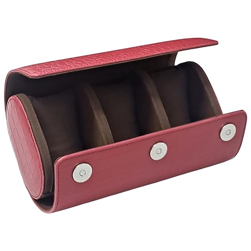 Image of essart Luxury Watch Storage Case - Premium Leather Organizer Box for Exclusive Timepieces, Elegant Display & Protection for Collectors (WR-1013-Croco-Maroon)