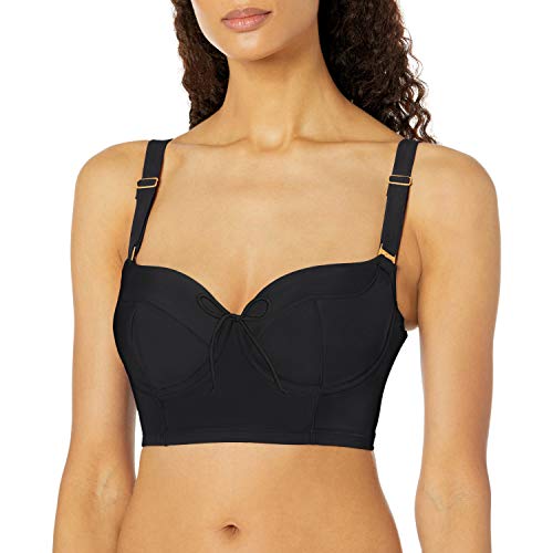 Smart & Sexy Women's Full-Busted Supportive Underwire Swimsuit Bikini Top, Black Hue, 38D