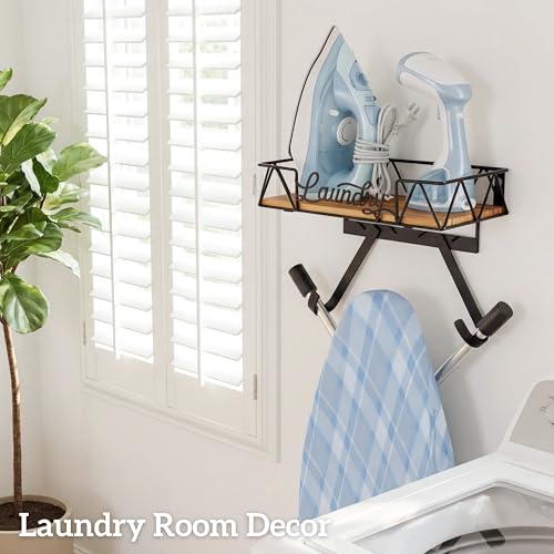 PERFNIQUE-Ironing-Board-Holder-Wall-Mount-Ironing-Board-Hanger-Iron-Board-Wall-MountTV-Shaped-Iron-Storage-Laundry-Room-OrganizationFarmhouse-Laundry-Room-Decor