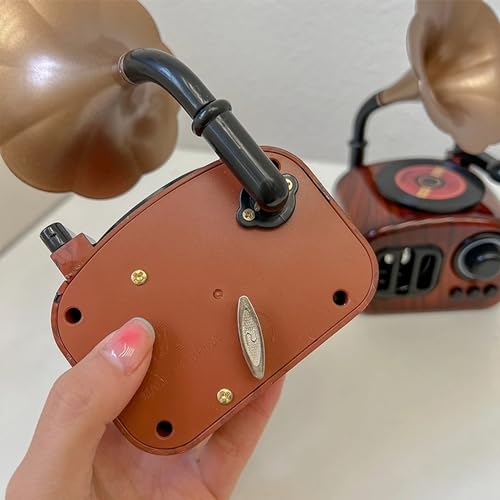 Image of AUGEN Exclusive Music Box Musical 360 rotatable Carousel Children's Wooden Men and Women Birthday Creative Christmas Valentine's Day Gift Home Decoration (Phonograph)