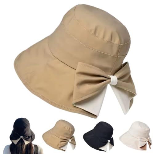 Chapeau de soleil anti-UV femme pliable grand bord été respirant avec nœud