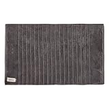 Misona Organic Cotton Bath Mat Non Slip 50 x 80cm, Super Soft & Absorbent Ribbed Deep Pile, Easy Care & Washable (Dark Grey)