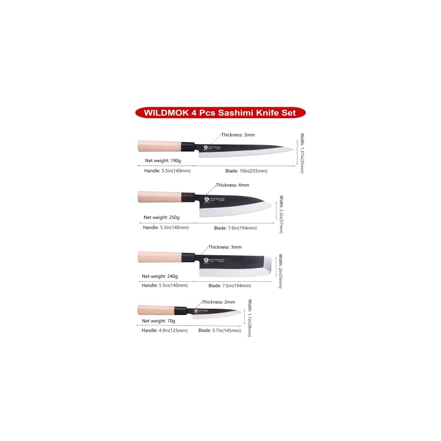 WILDMOK-Knife-Set-of-4-GYUTO-Sushi-Chef-Knives-Yanagiba-Deba-Nakiri-Utility-Kitchen-Knife-Fish-Slicing-Filleting-Knife-Sets-with-German-Steel-Blade-Traditional-Wooden-Handle WILDMOK Knife Set of 4 GYUTO Sushi Chef Knives-Yanagiba-Deba-Nakiri-Utility Kitchen Knife, Fish Slicing Filleting Knife Sets with German Steel Blade & Traditional Wooden Handle