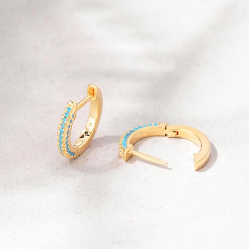 Fettero Gold Huggie Hoop Earrings for Women Gold Plated Dainty Hypoallergenic Earrings Hoop Beaded/Circle/Spike/Snake/Heart/Lightning/CZ - Image 6