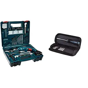 Bosch GSB 500W 10 RE Professional Corded-Electric Drill Tool Kit, MS & Plastic (Blue, Set of 100 Too