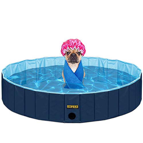 KOPEKS Faltbar und Mobiles Swimming Pool Plantschbecken Hundepool 160 x 30 cm, Extra groß XL - XXL - Dunkelblau und… – Bild 3